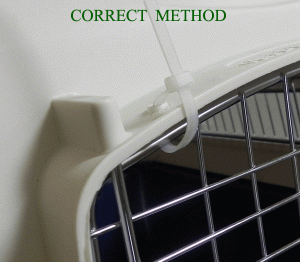 how to apply cable ties to kennel door