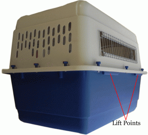 Kennel with side lift grip handles